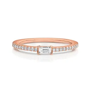 18kt Rose Gold Baguette Pavè Diamond Band