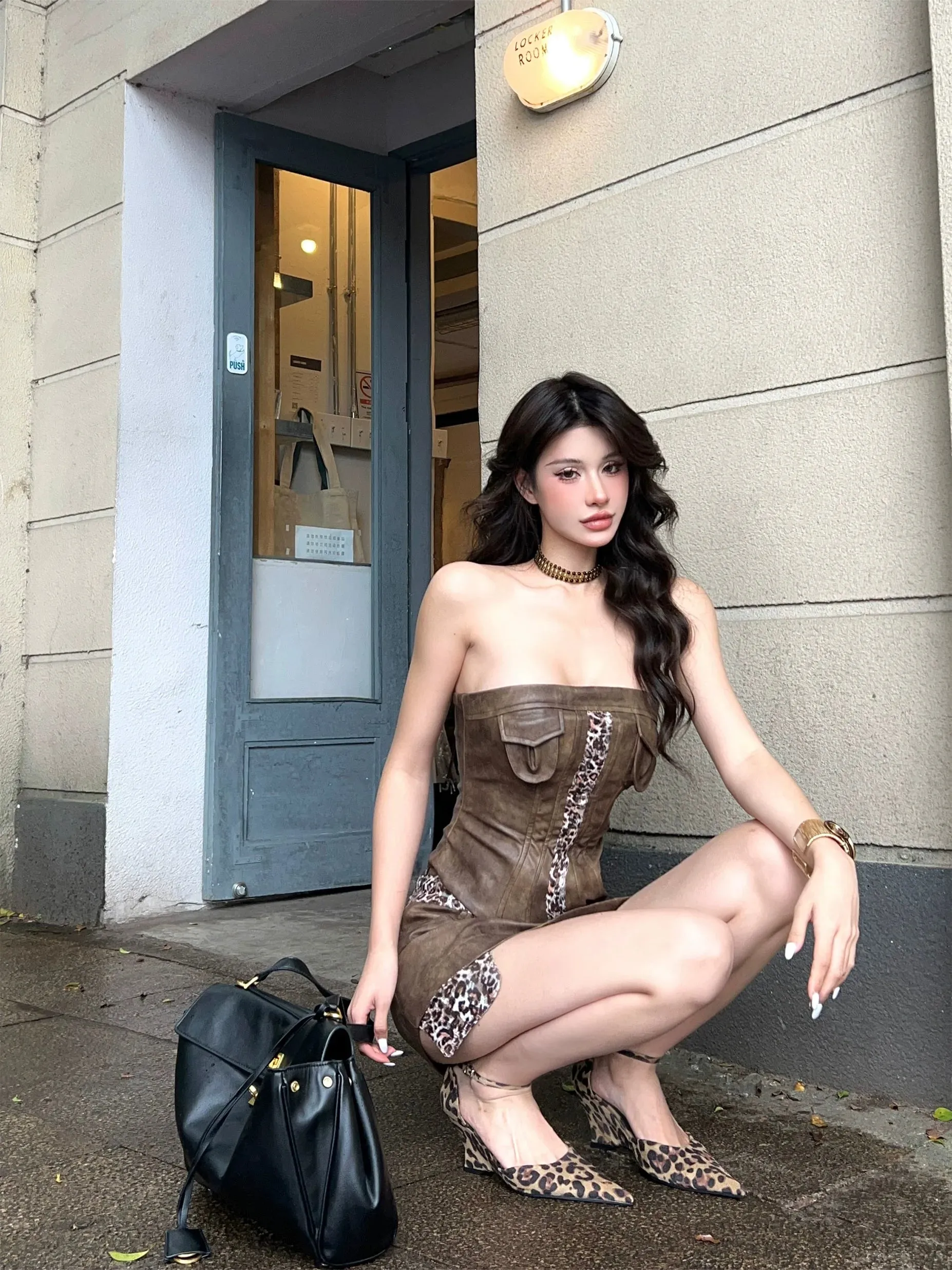 【24s Nov.】Fitted Leather Mini Dress