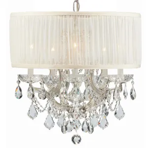 6 Light Polished Chrome Traditional Mini Chandelier Draped In Clear Hand Cut Crystal - C193-4415-CH-SAW-CLM