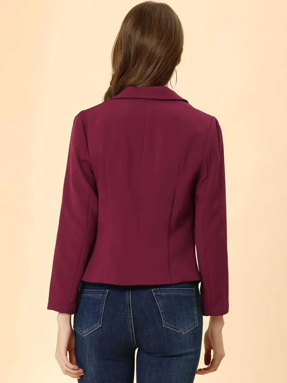 Allegra K Women's Open Front Office Work Business Casual Lightweight Summer Crop Suit Blazer