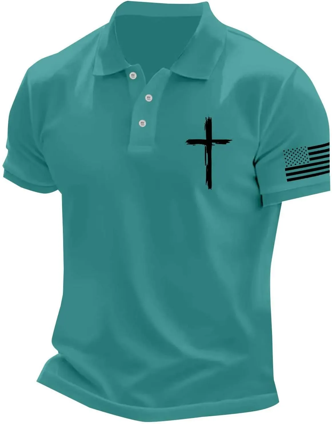 American Flag Shirts for Men USA 4th of July Indepednece Day Polo T-Shirt Summer Athletic Workout Patriotic Tee Tops