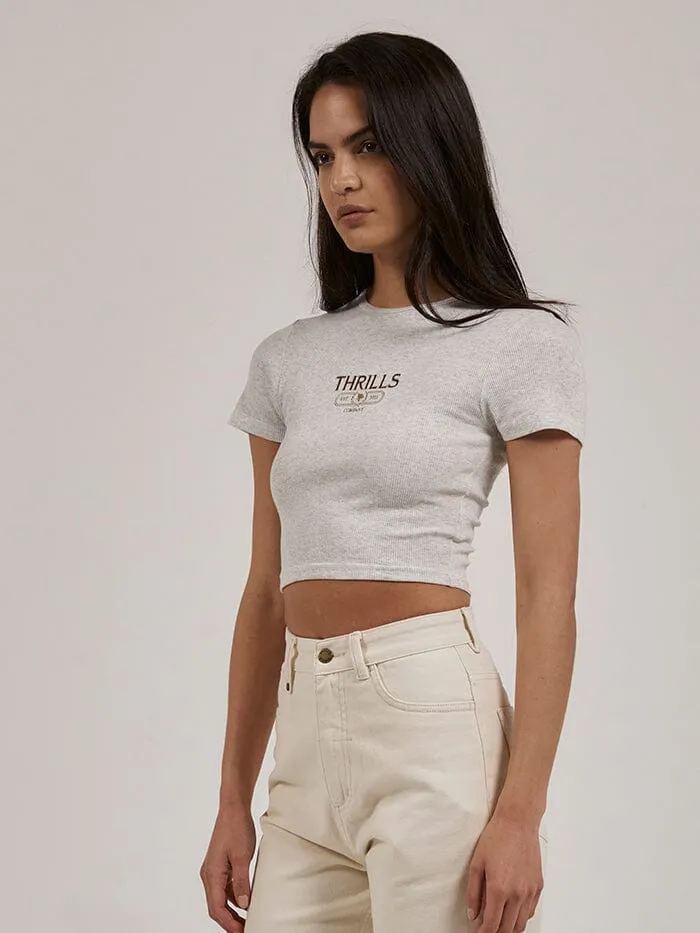 Bad Habits Club Baby Tee - White Marle