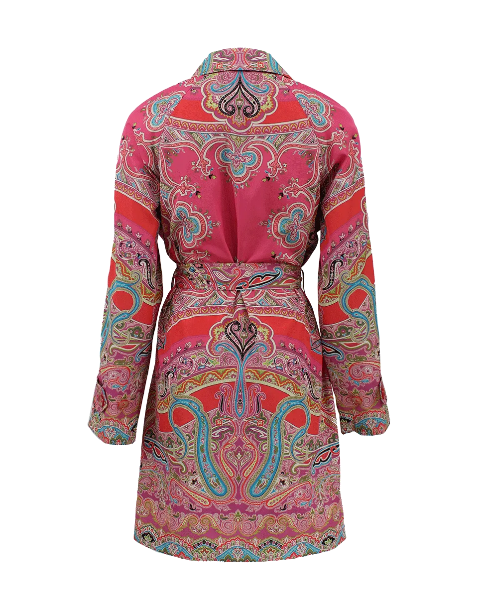 Belted Paisley Trench