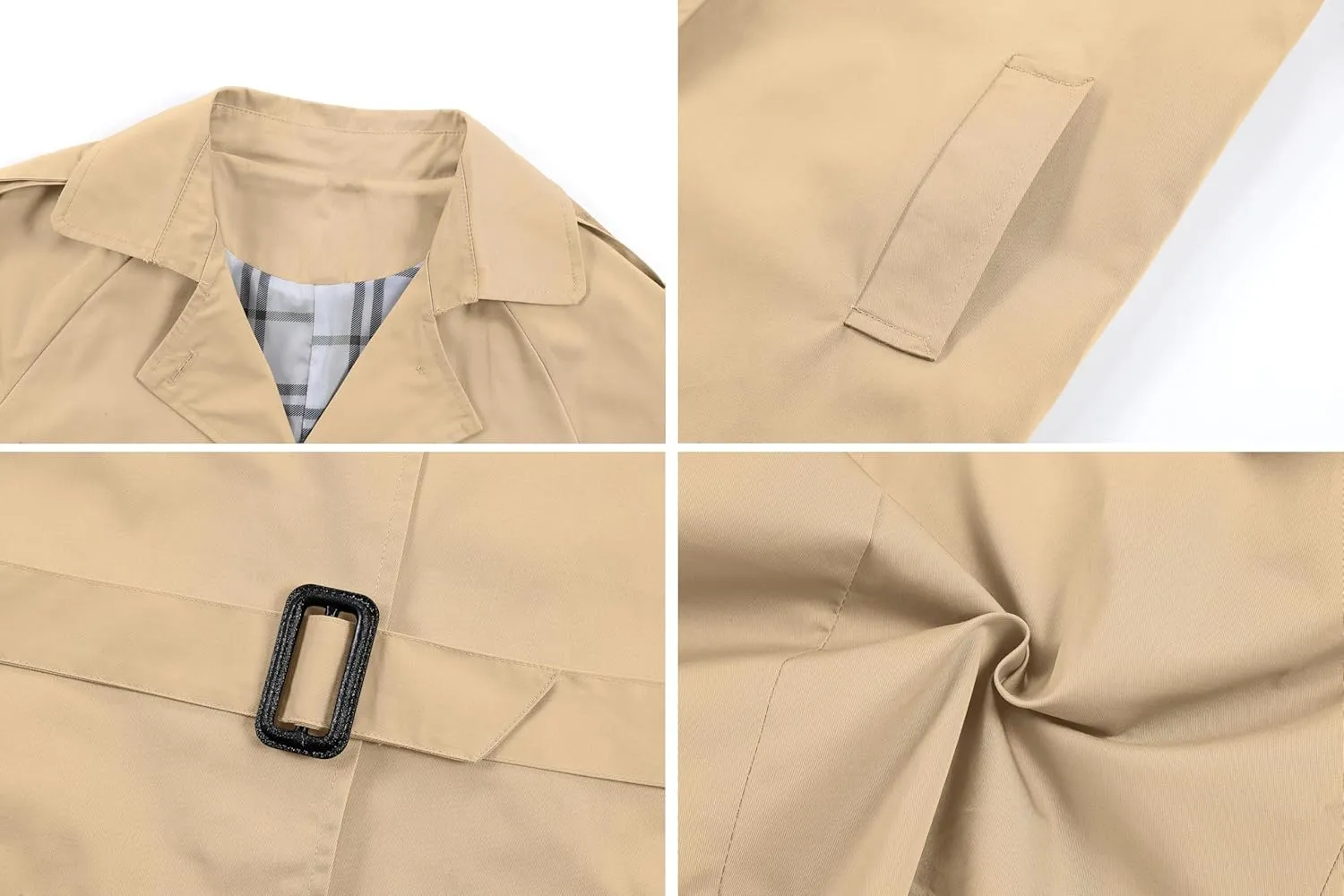 Betusline Girls & Women's Trench Coat Double Breasted Classic Lapel Outerwear, 3 Years - Women 2XL