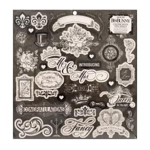 BoBunny - Chipboard Stickers 12in x 12in - Tuxedos & Tiaras  with Black Foil Accents*