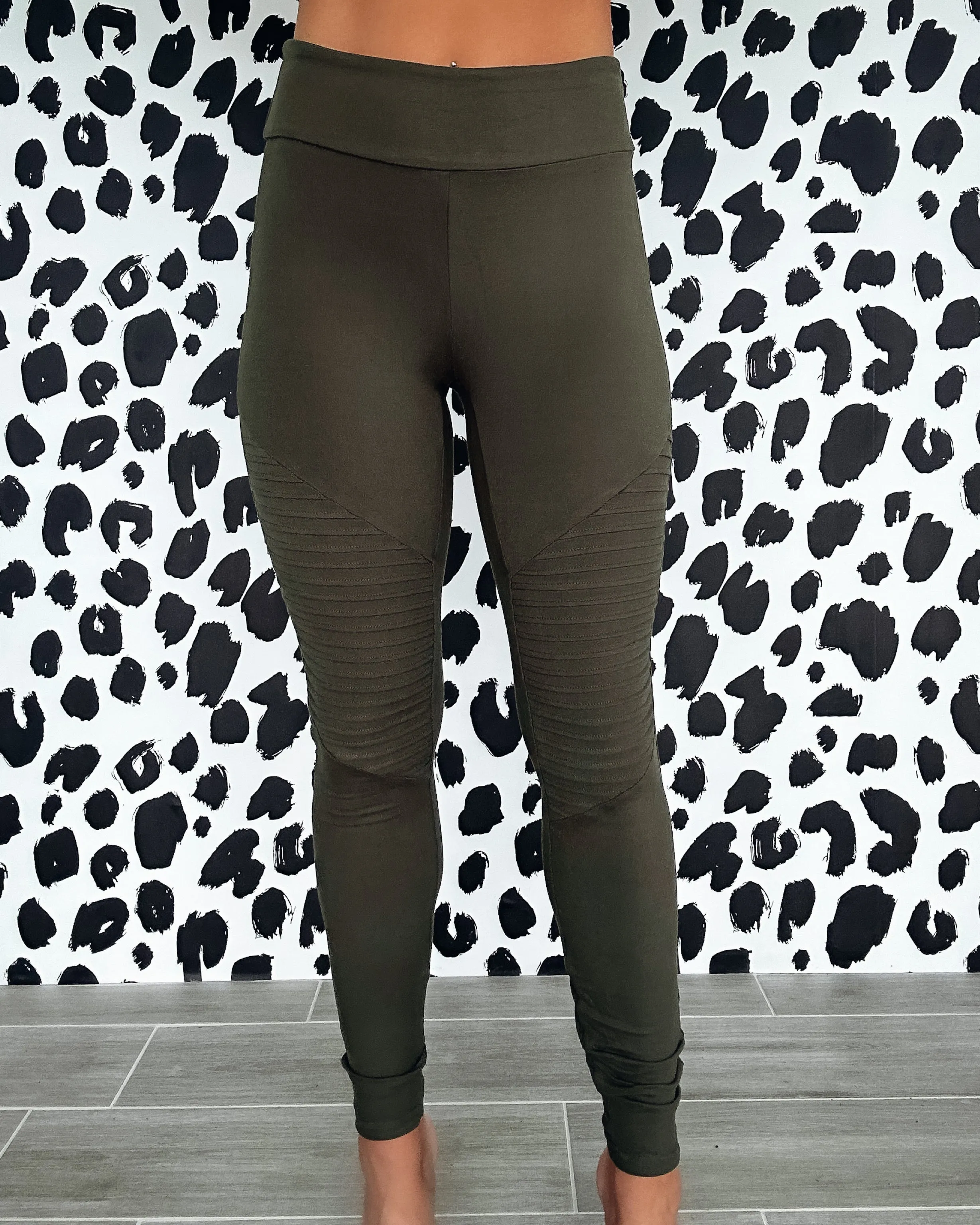Buttery Moto Leggings - Olive
