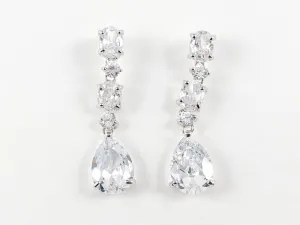 Classic Elegant Multi CZ Shape Dangle Brass Earrings