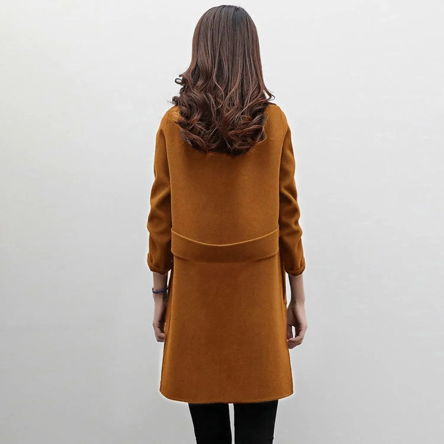 cooki Womens Coats Winter Long Loose Wool Blend Trench Coats Pea Coat Plus Size Long Jackets Double Breasted Warm Slim Coats
