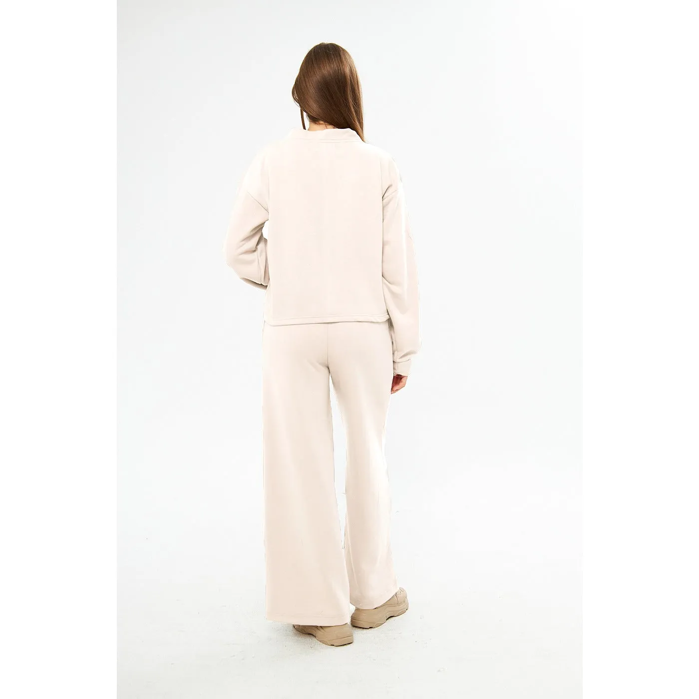Cream Pink Wide Leg Trouser