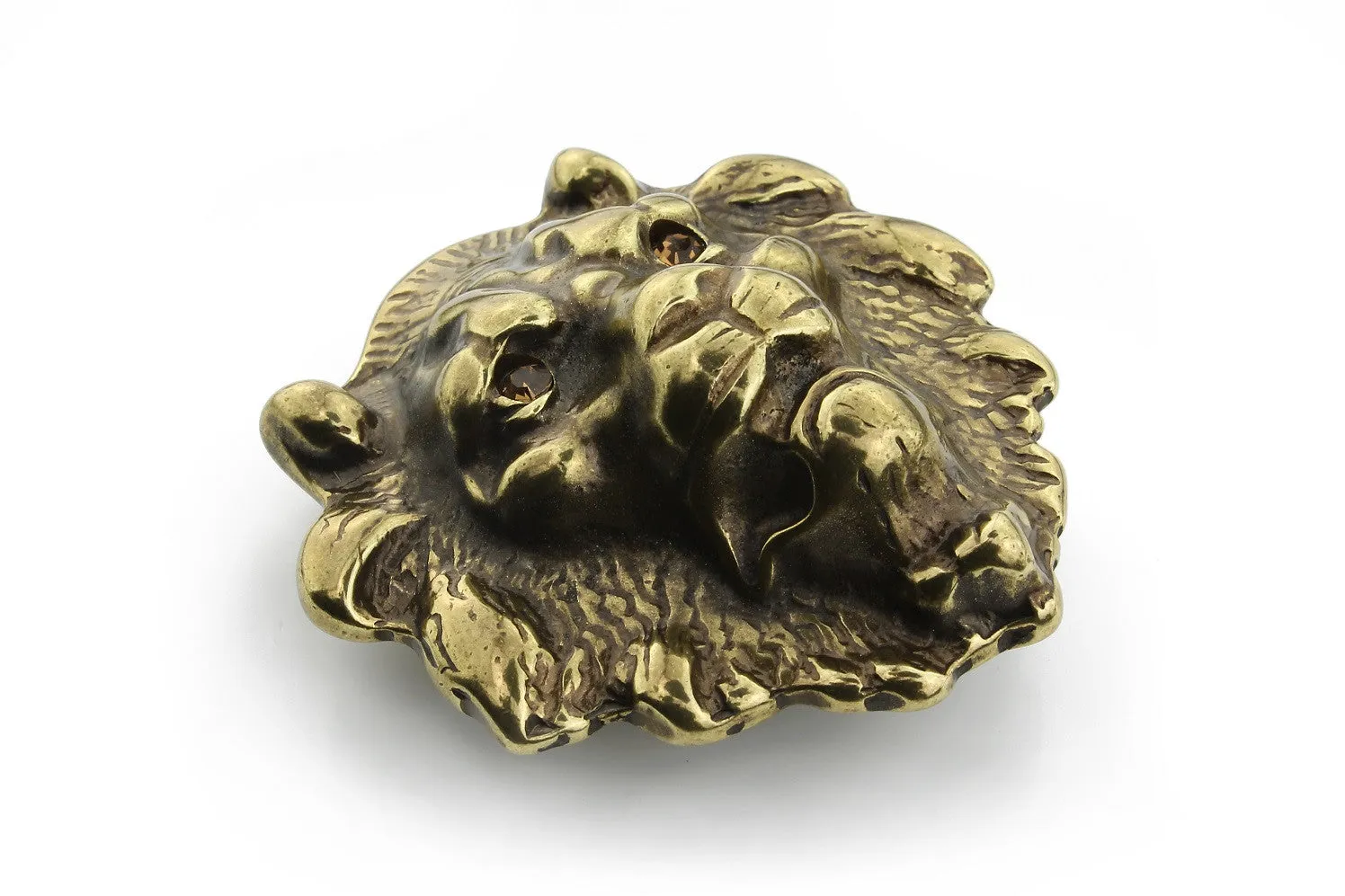 Crystal Eyed Lion Head Buckle 40mm