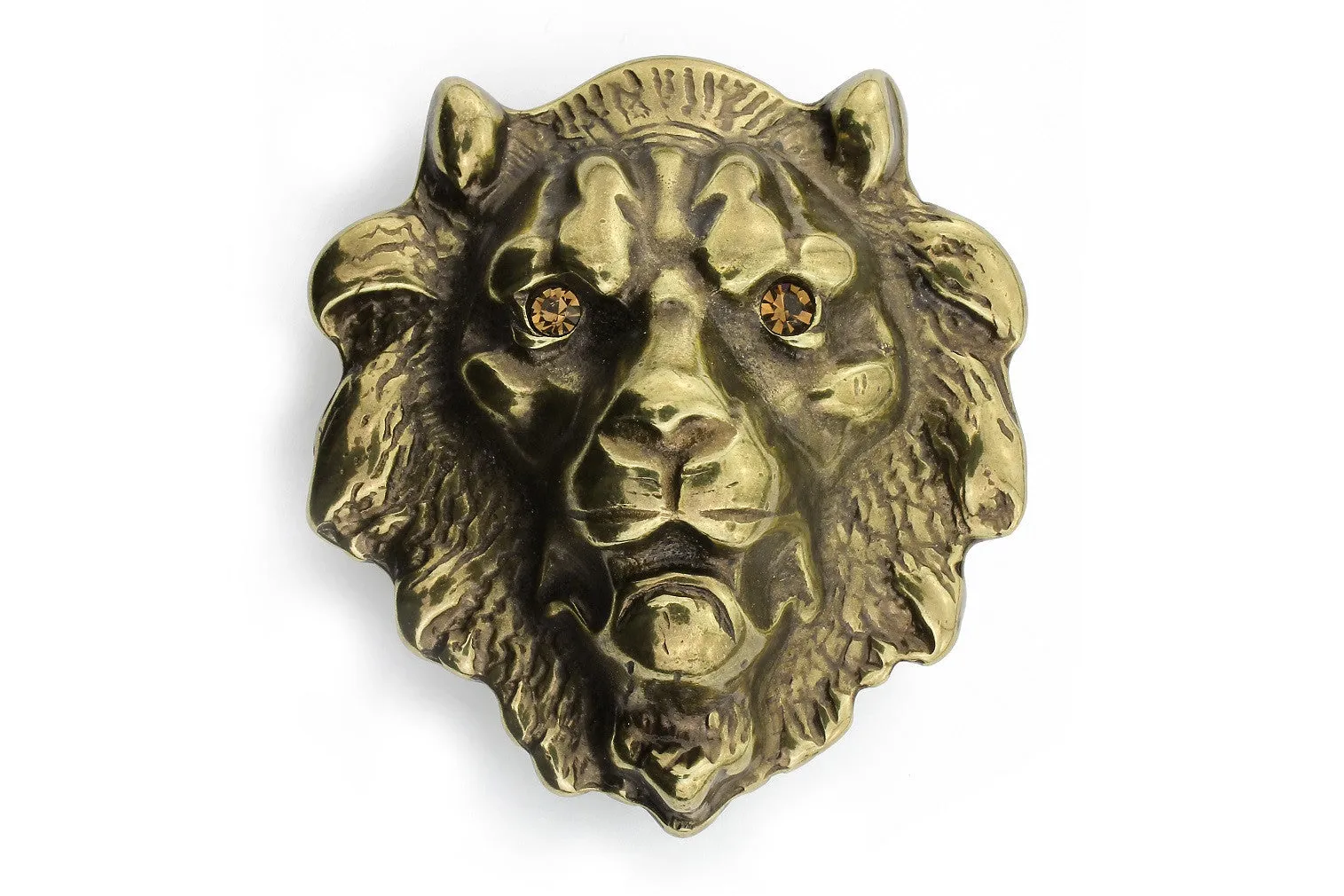 Crystal Eyed Lion Head Buckle 40mm