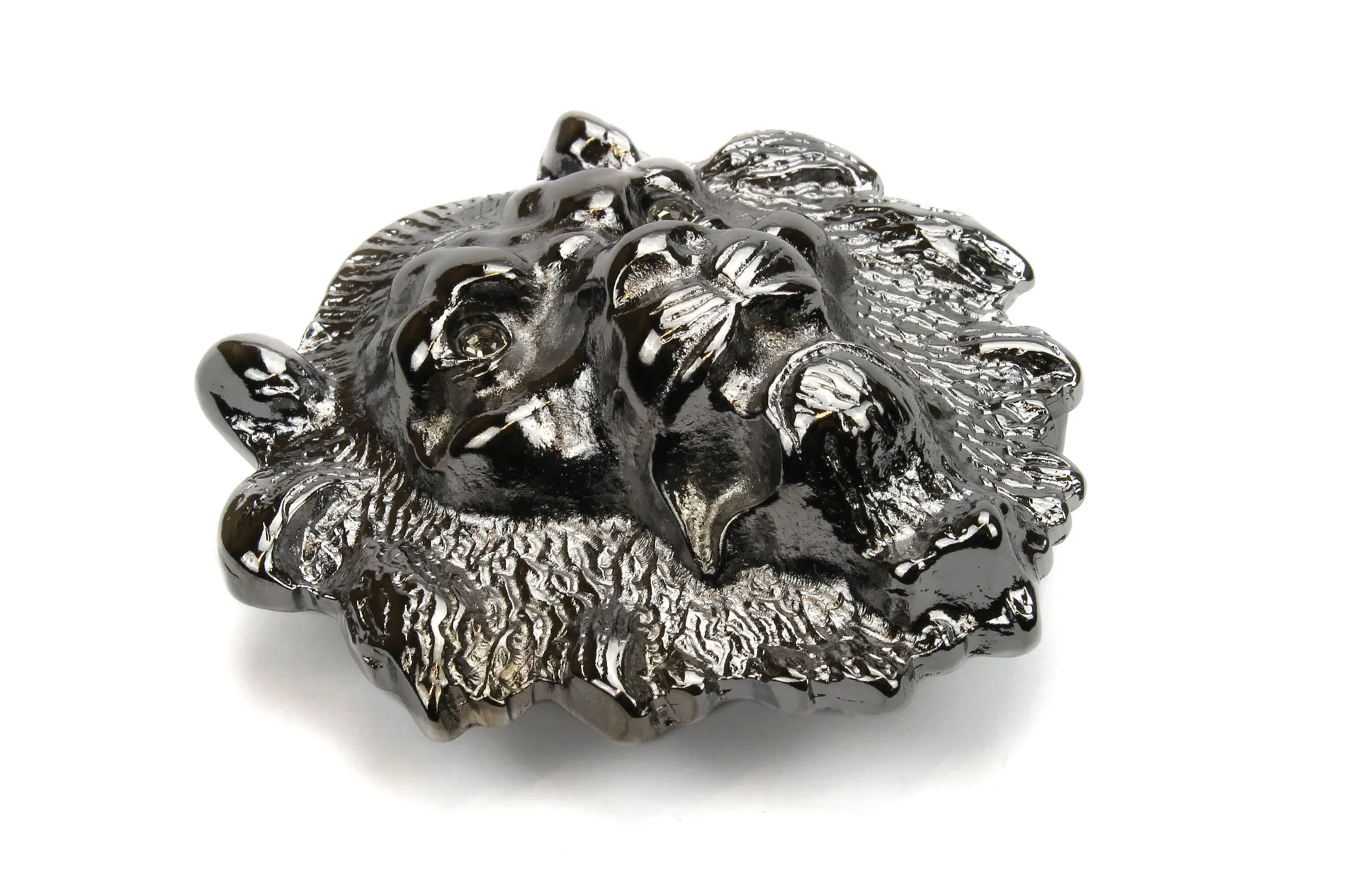 Crystal Eyed Lion Head Buckle 40mm