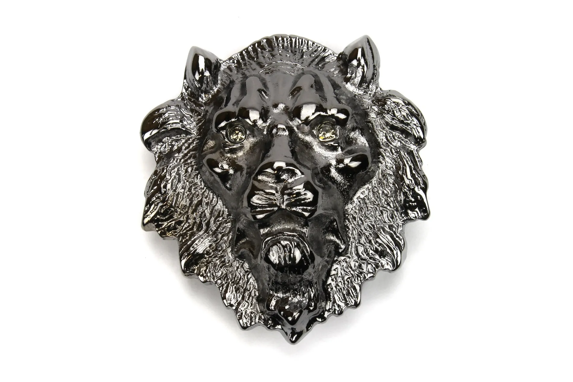 Crystal Eyed Lion Head Buckle 40mm