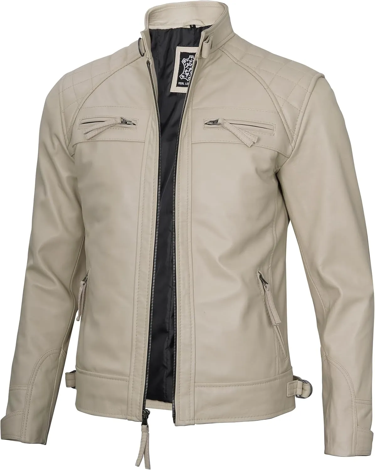Decrum Leather Jacket Men - Cafe Racer Style Real Lambskin Leather Jackets For Men