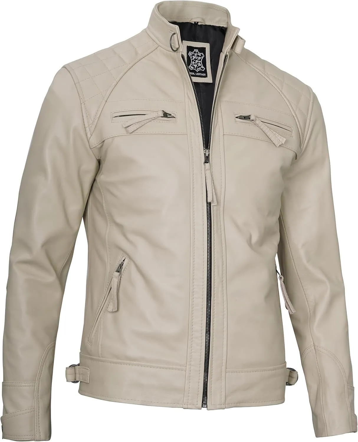 Decrum Leather Jacket Men - Cafe Racer Style Real Lambskin Leather Jackets For Men