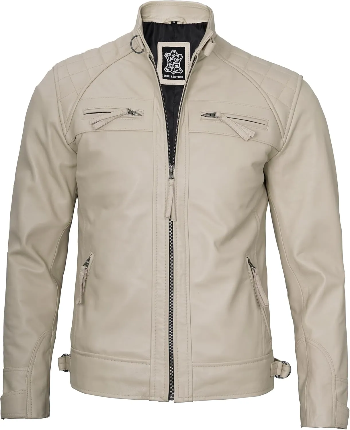 Decrum Leather Jacket Men - Cafe Racer Style Real Lambskin Leather Jackets For Men