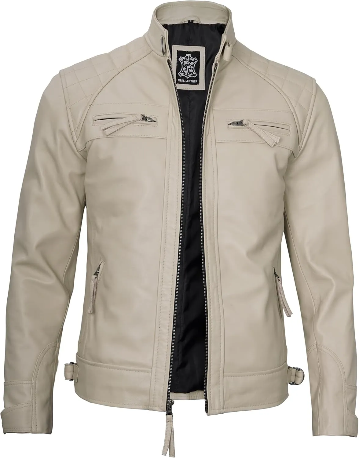 Decrum Leather Jacket Men - Cafe Racer Style Real Lambskin Leather Jackets For Men