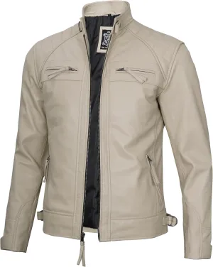 Decrum Leather Jacket Men - Cafe Racer Style Real Lambskin Leather Jackets For Men