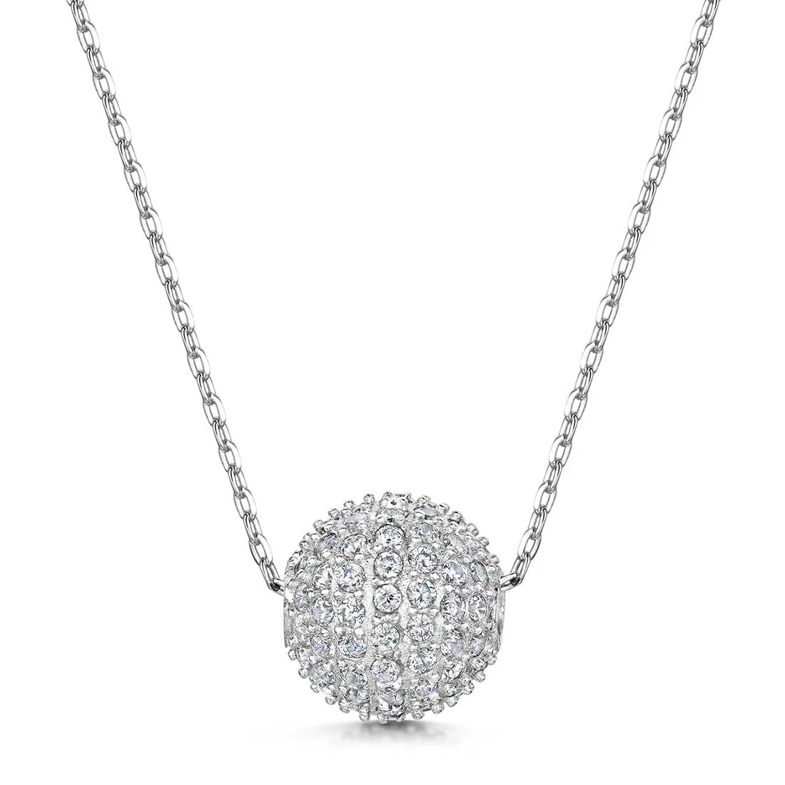 Dianna Snowball Pendant - Rhodium