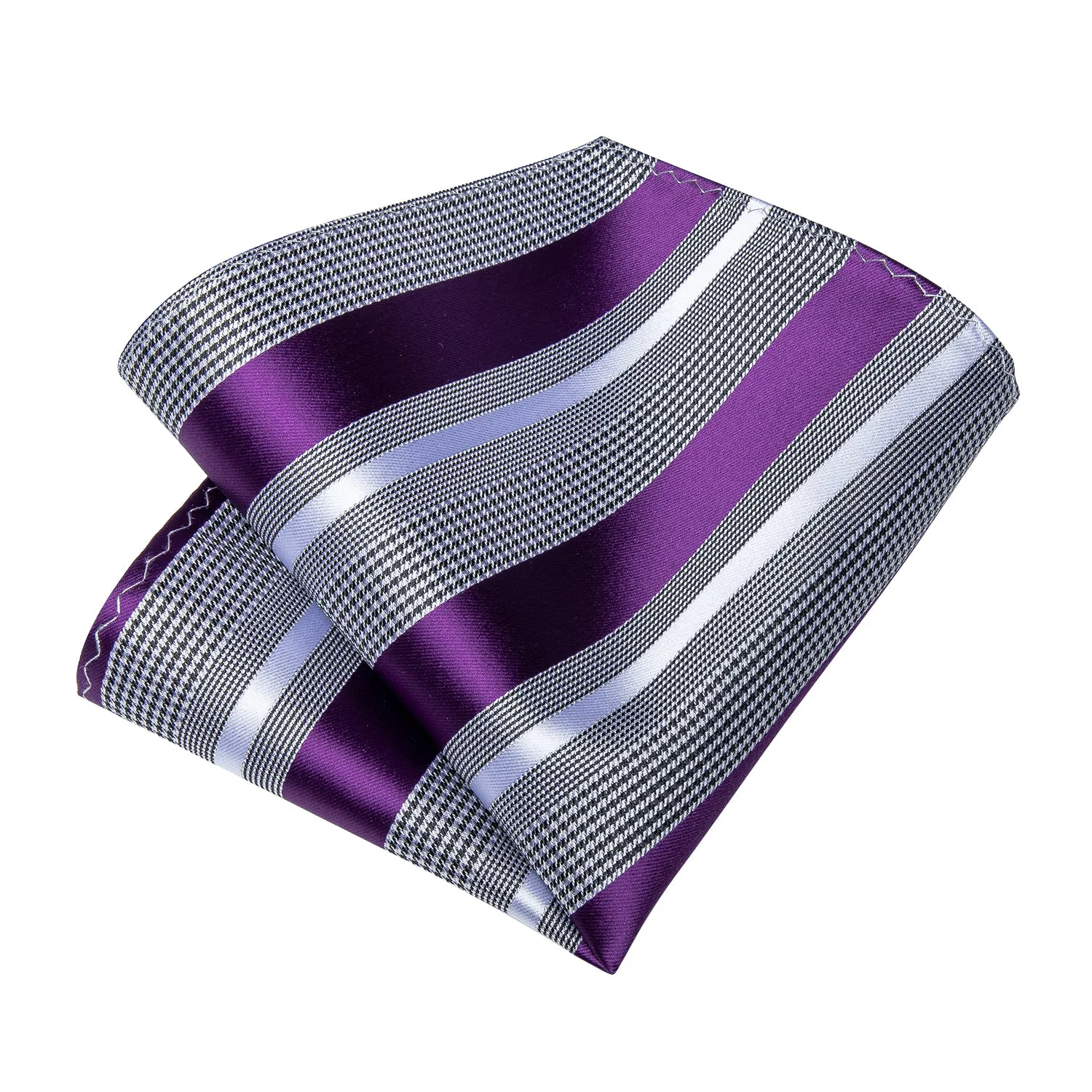 DiBanGu Silk Tie Purple Black White Striped Men's Dress Suit Tie Set