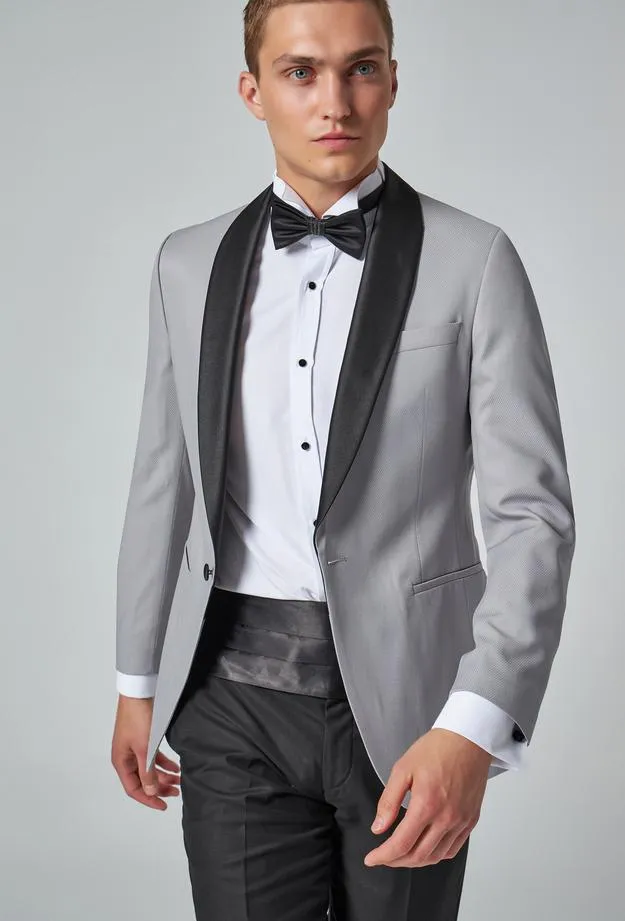 Ds Damat Slim Fit Gray Dobby Tuxedo Suit