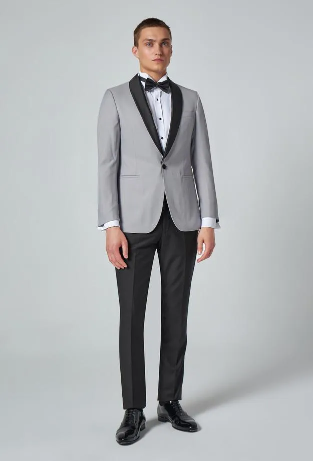 Ds Damat Slim Fit Gray Dobby Tuxedo Suit