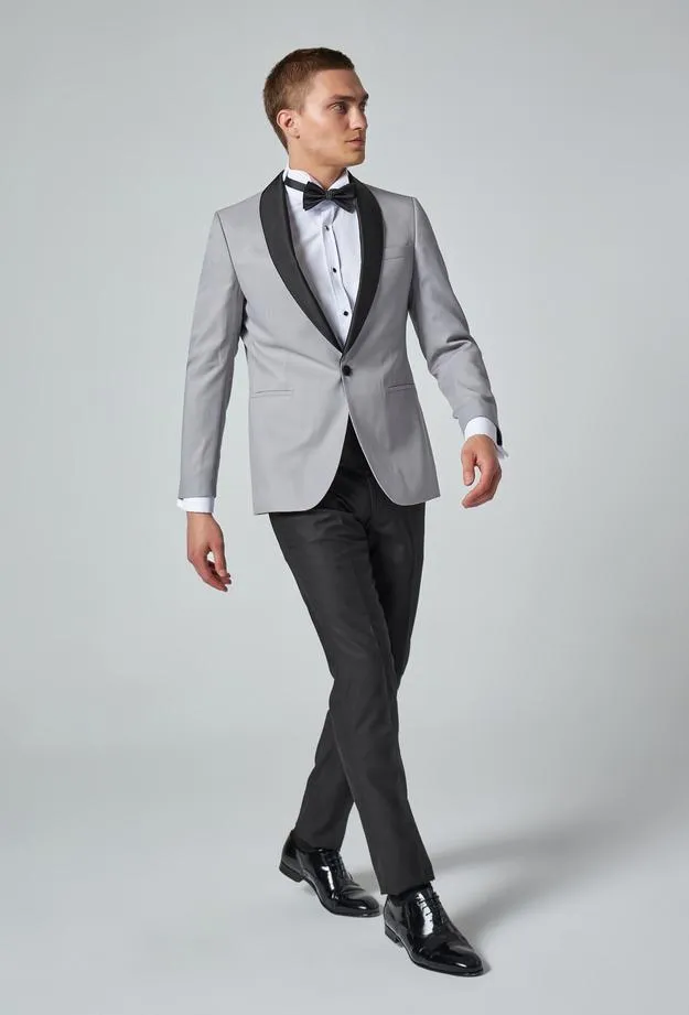 Ds Damat Slim Fit Gray Dobby Tuxedo Suit