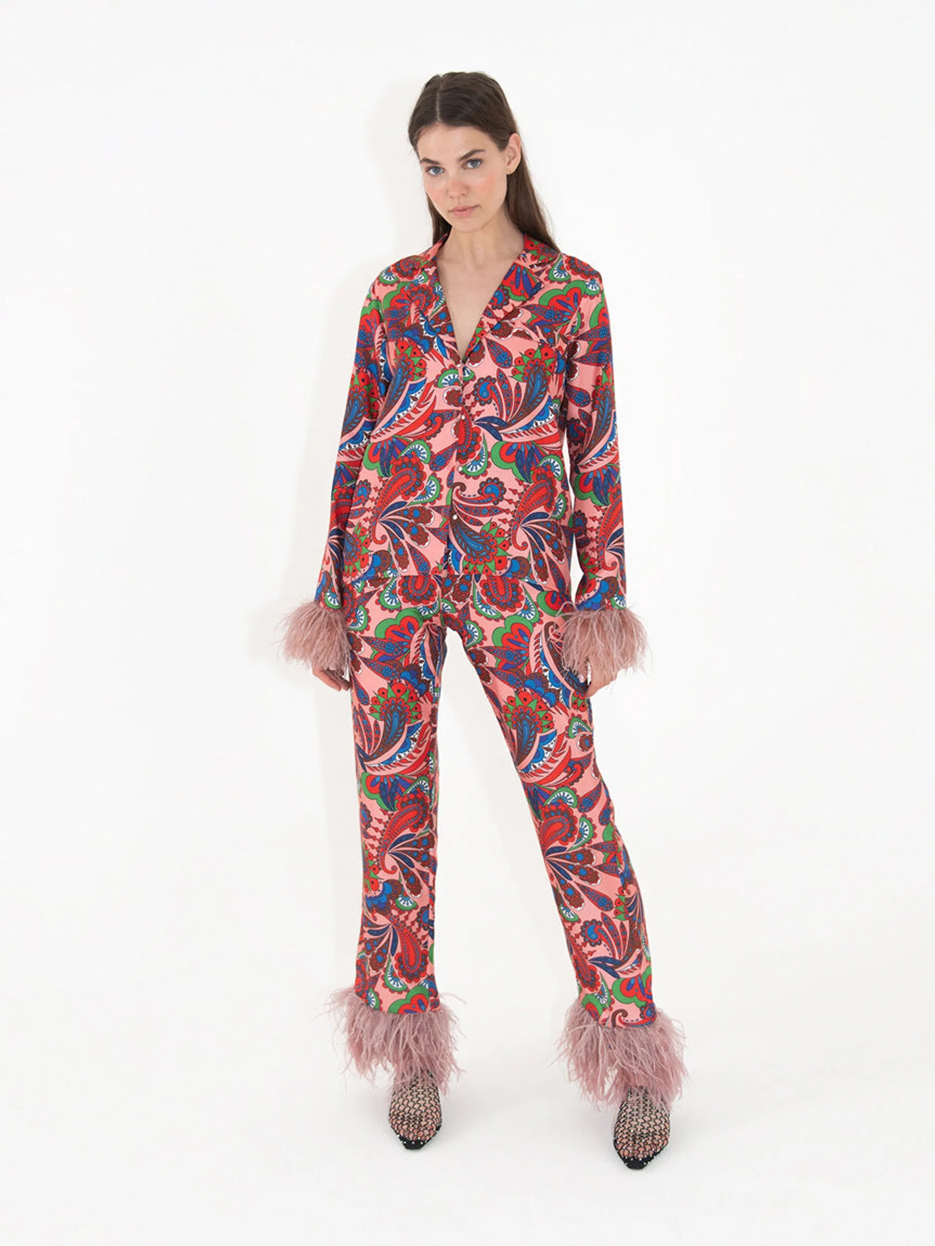 Eden twill trousers in paisley pink
