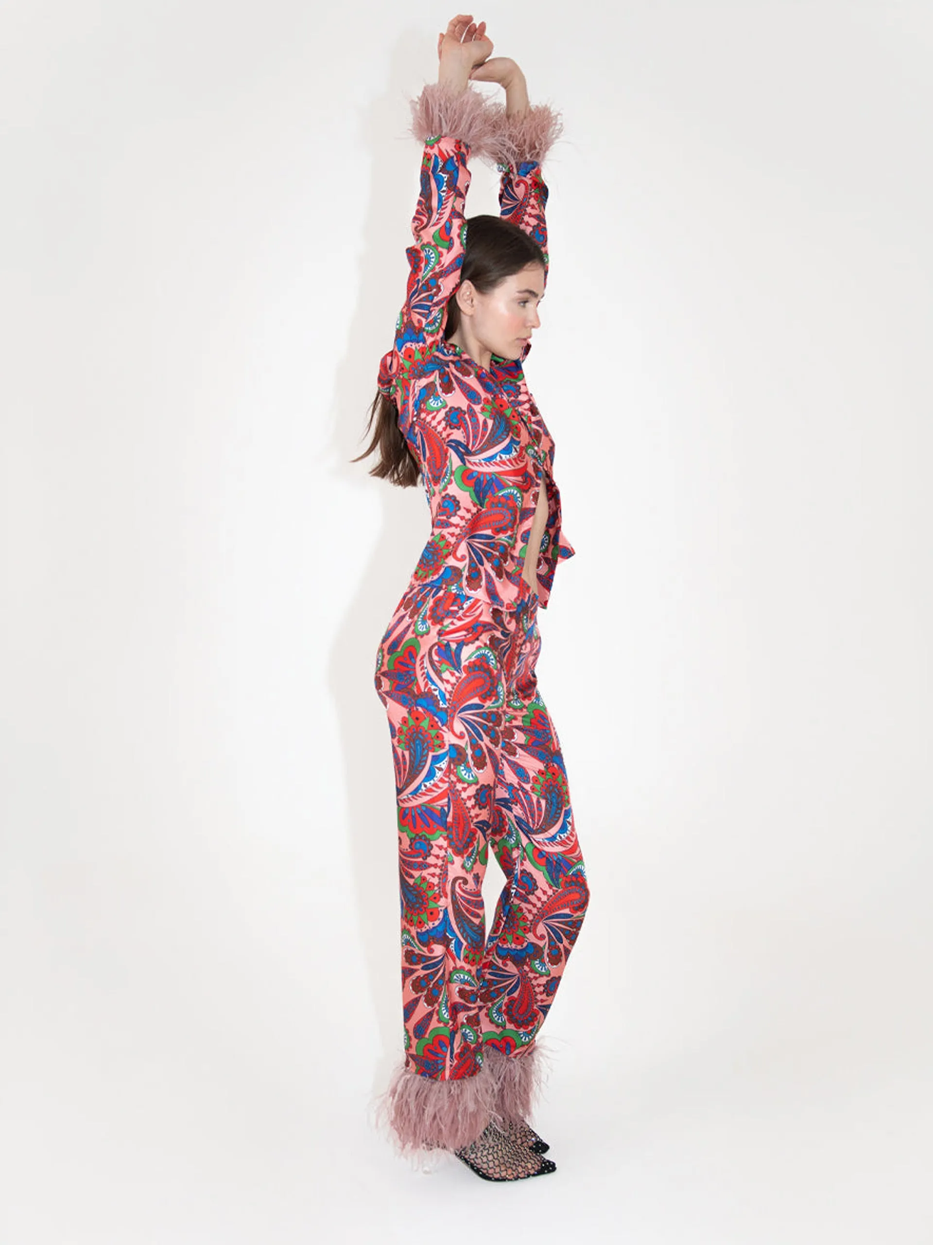 Eden twill trousers in paisley pink