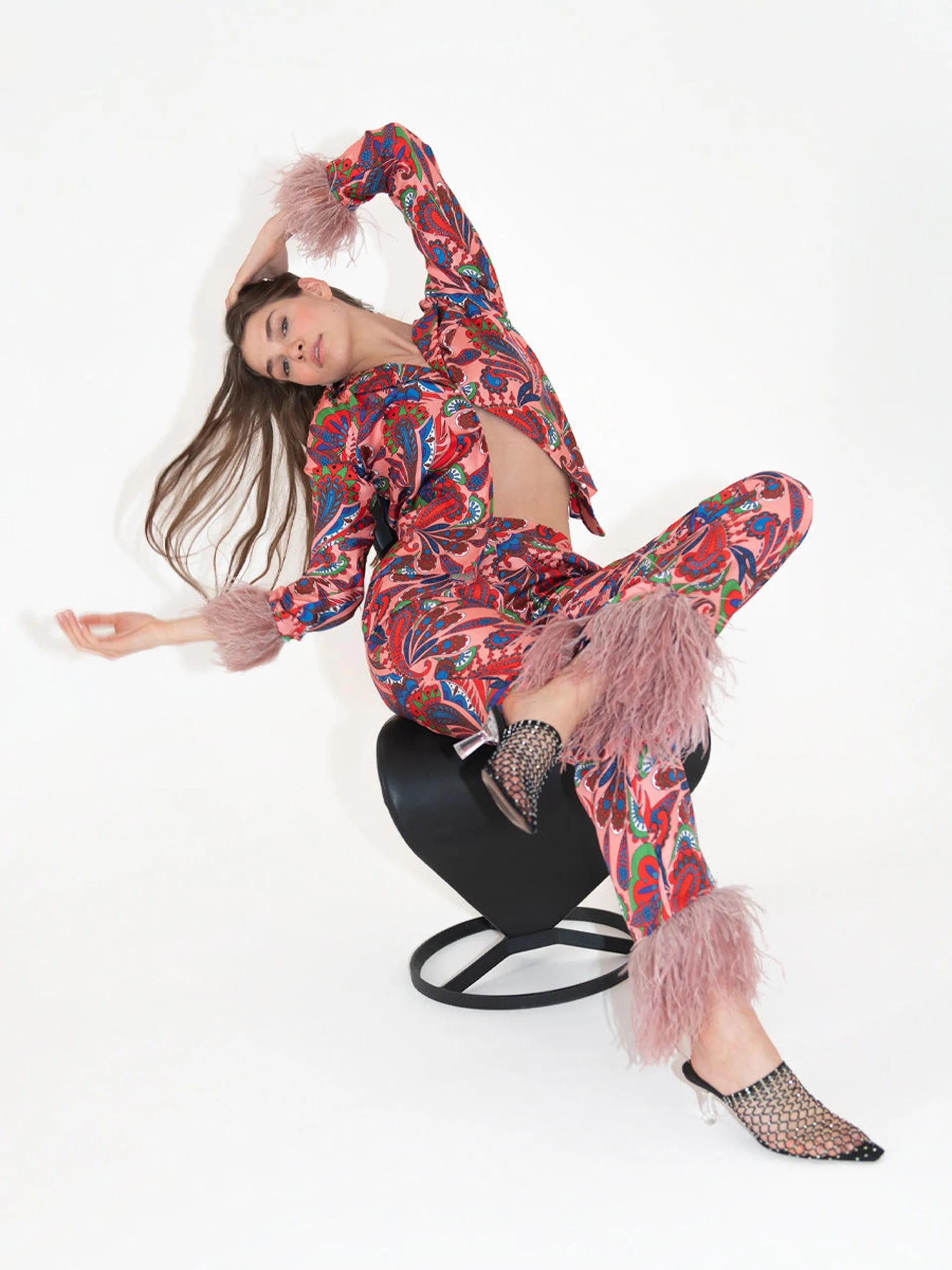 Eden twill trousers in paisley pink