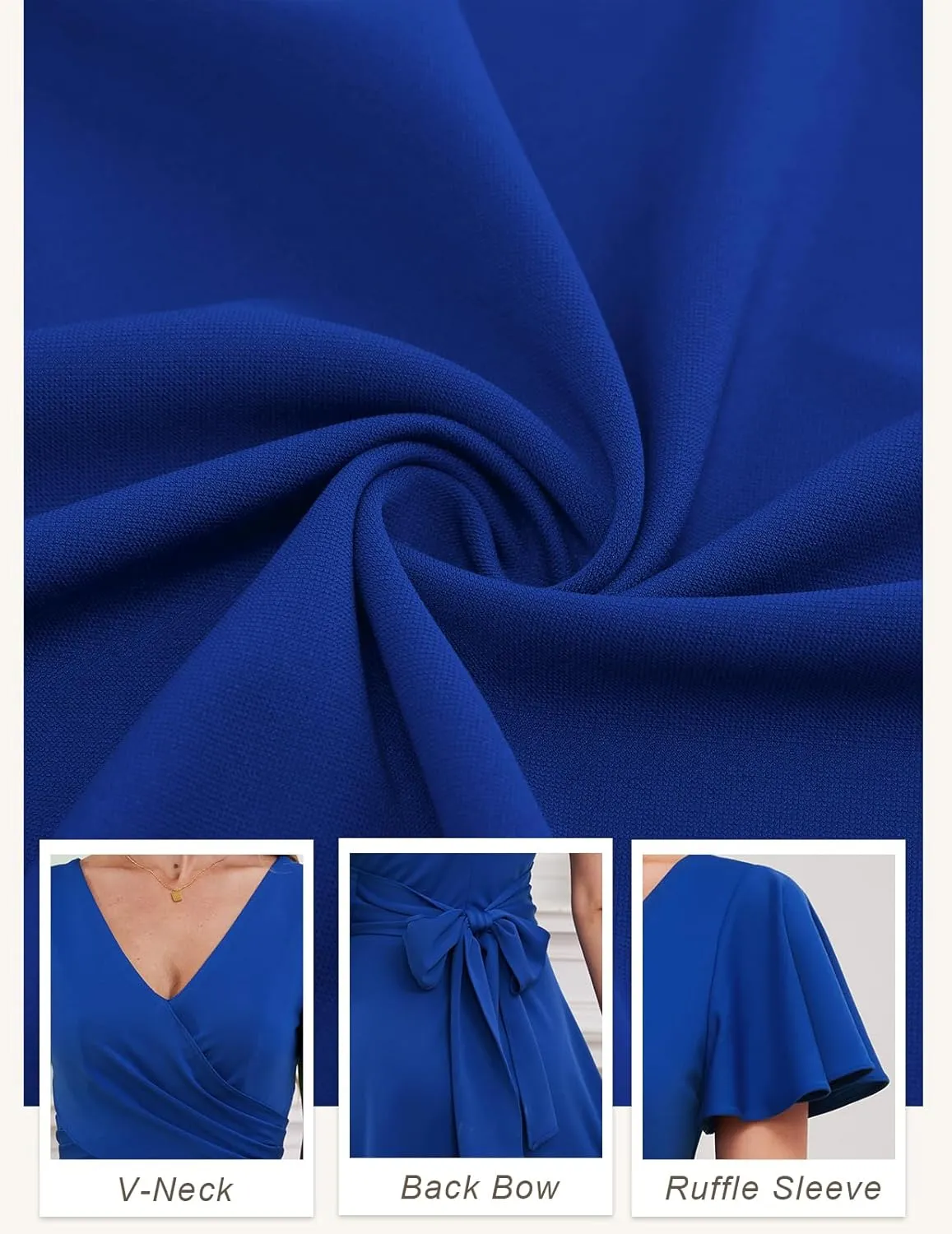 Gardenwed Womens Cocktail Dress Wedding Guest Semi Formal Wrap V Neck Short Sleeve Ruched A Line Midi Dresses with Belt