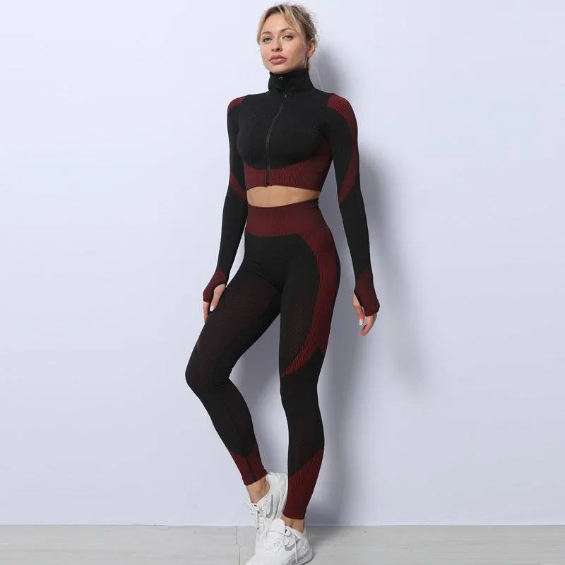 Glow Chic 3PCS Seamless Yoga Set – Gym Clothing with Sports Bra and Leggings