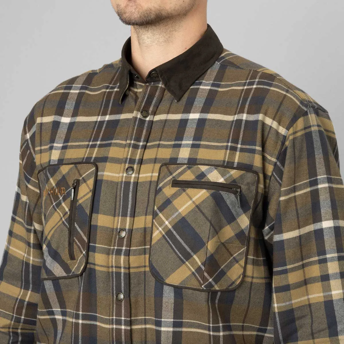 HARKILA Pajala Shirt - Mens Brushed Cotton - Antique Bronze Check