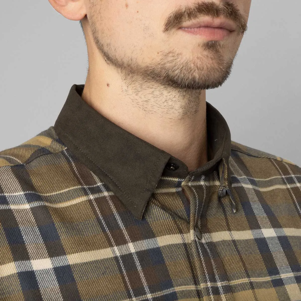 HARKILA Pajala Shirt - Mens Brushed Cotton - Antique Bronze Check