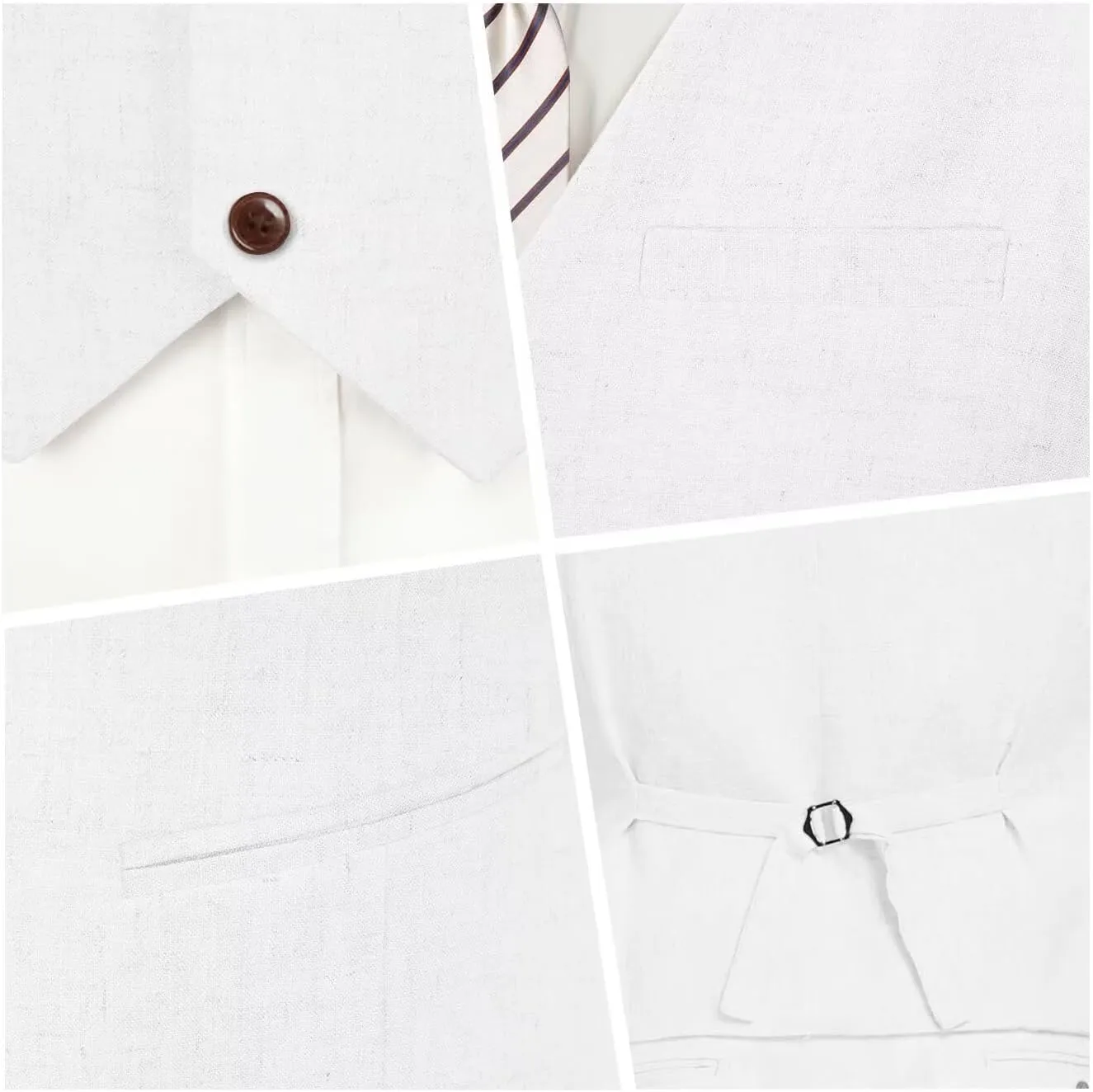 High-End Suits Casual Linen Beige Men's 2 Piece Suits Wedding Suits Slim Fit Groomsmen Tuxedos Summer Linen Vest Pant