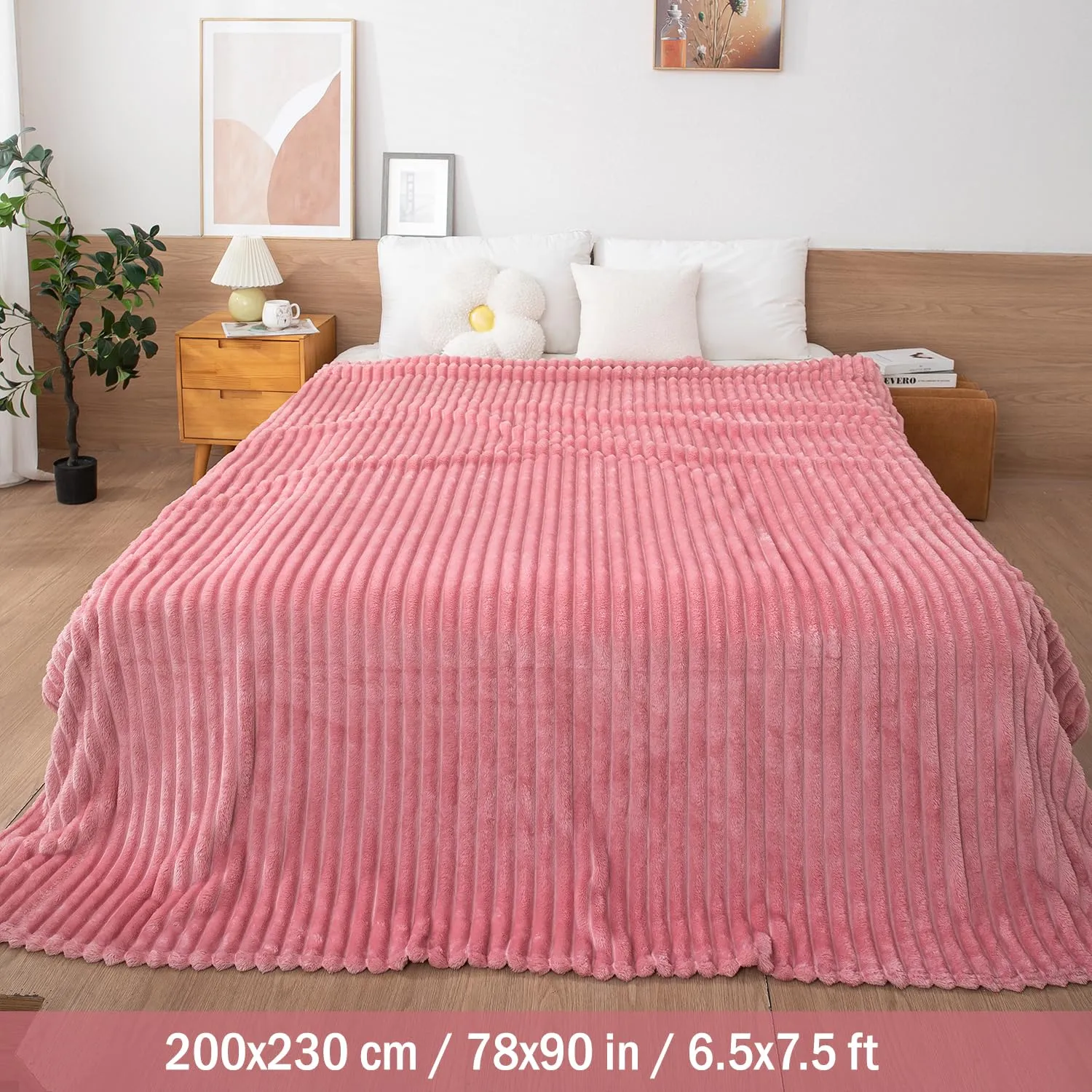 HOKIPO AC Blanket Double Bed Queen, 200x230 cm / 6.5x7.5 feet, Pink (AR-4917-PNK)