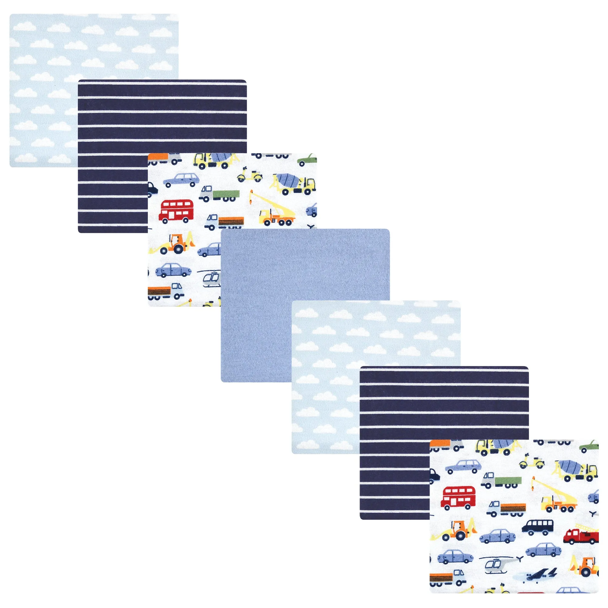 Hudson Baby Cotton Flannel Receiving Blankets Bundle, Colorful Transportation