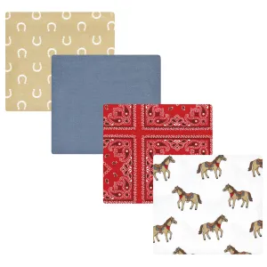 Hudson Baby Cotton Flannel Receiving Blankets, Cowboy