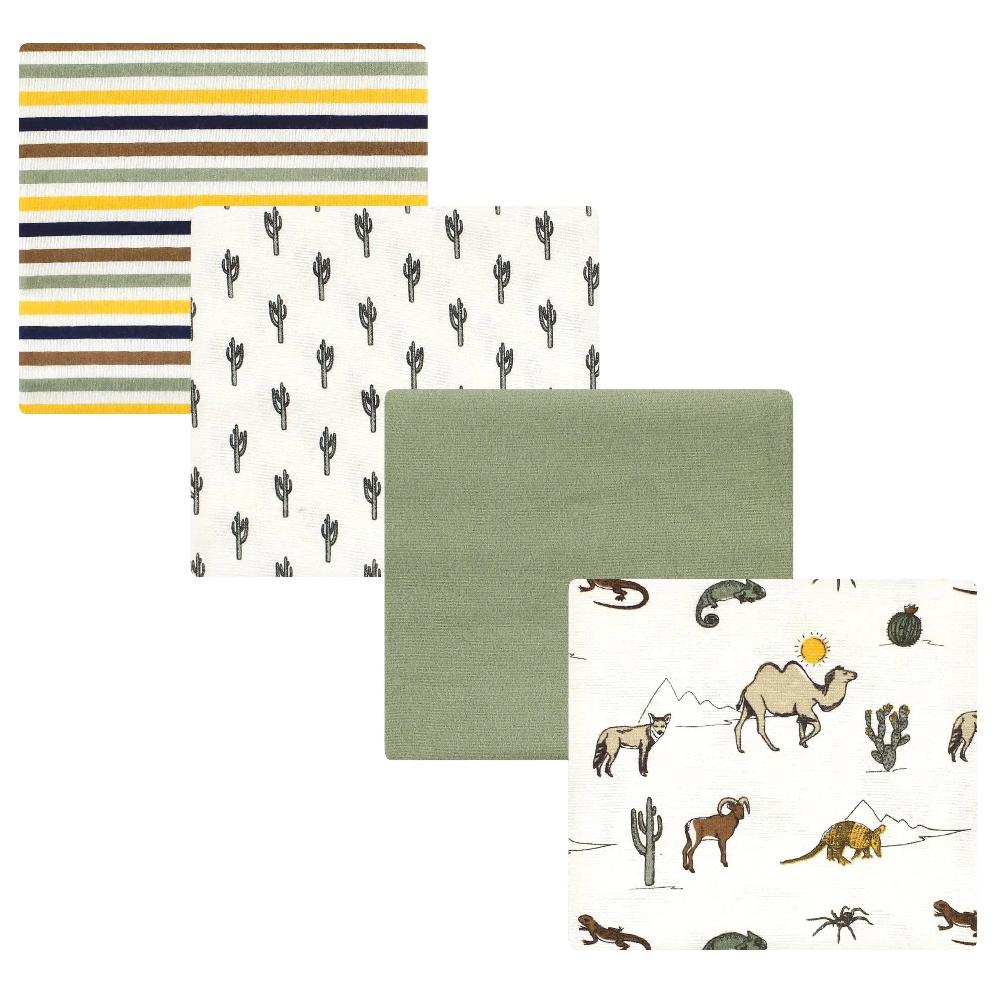 Hudson Baby Cotton Flannel Receiving Blankets, Desert Animals