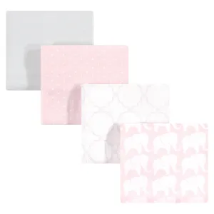 Hudson Baby Cotton Flannel Receiving Blankets, Girl Elephant