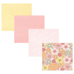 Hudson Baby Cotton Flannel Receiving Blankets, Peace Love Flowers