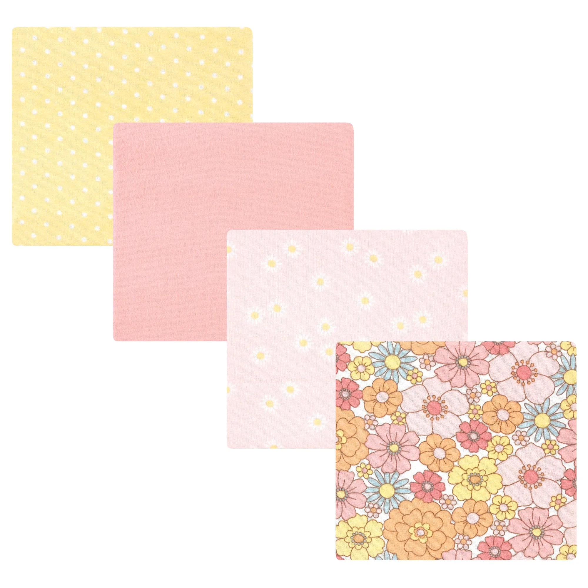 Hudson Baby Cotton Flannel Receiving Blankets, Peace Love Flowers