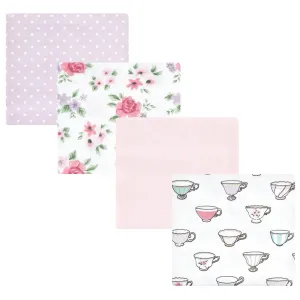 Hudson Baby Cotton Flannel Receiving Blankets, Tea Party