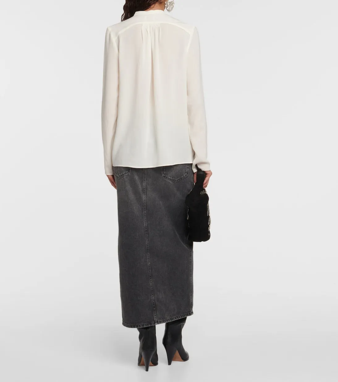 Isabel Marant utah ruffle crepe blouse, white