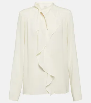 Isabel Marant utah ruffle crepe blouse, white