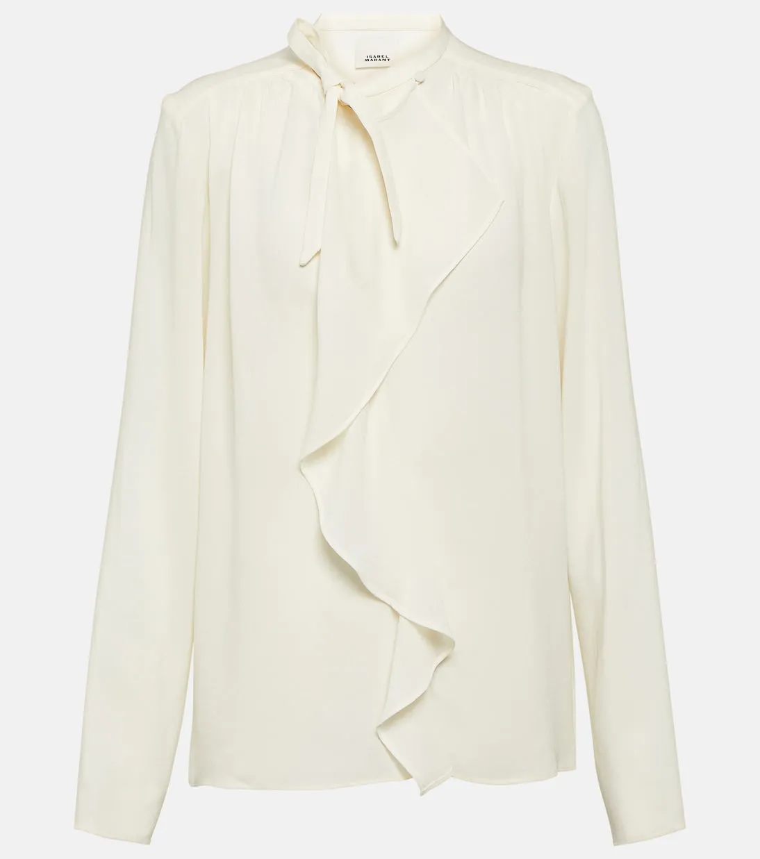 Isabel Marant utah ruffle crepe blouse, white