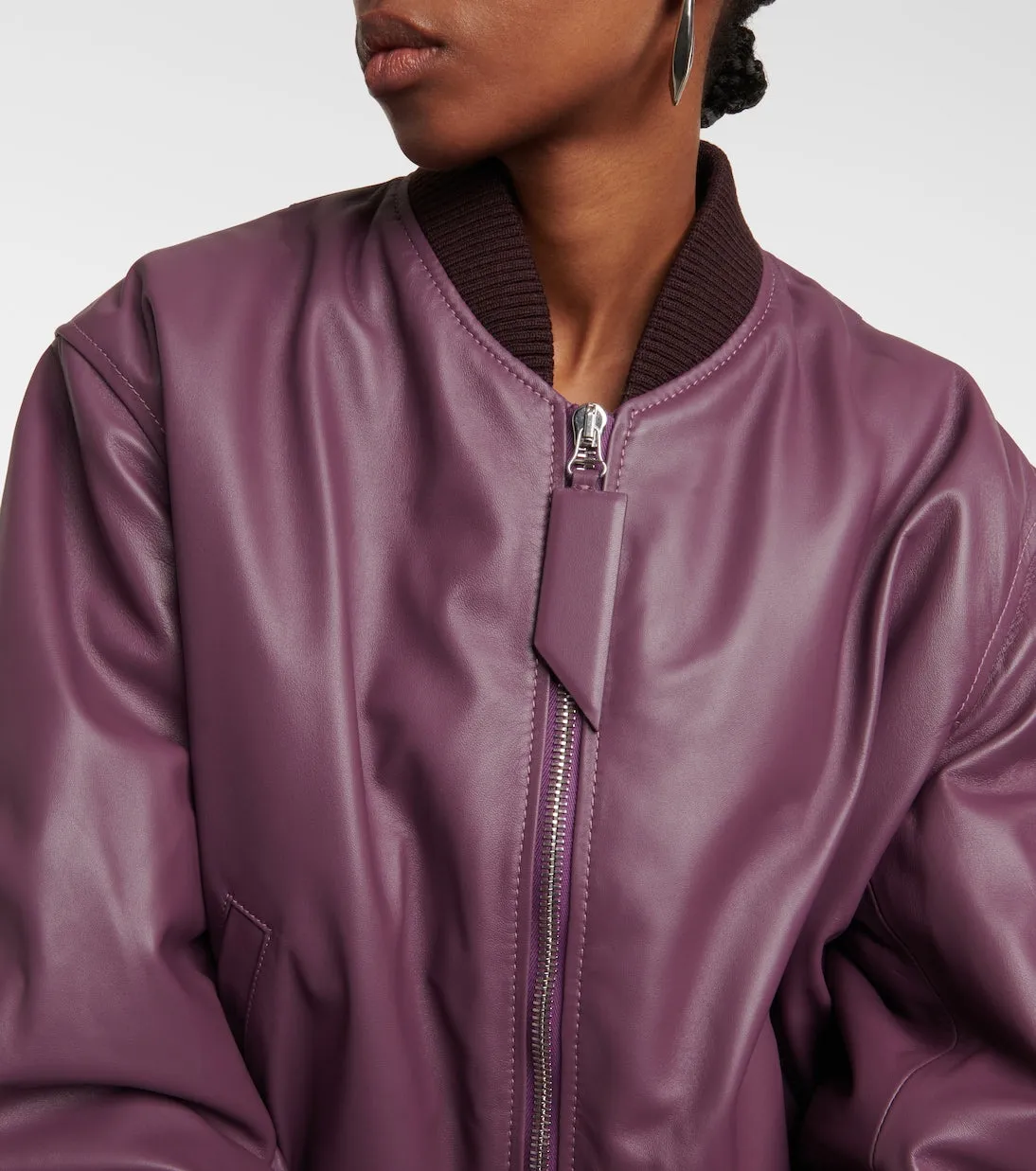 Leather bomber jacket anja The Attico, purple
