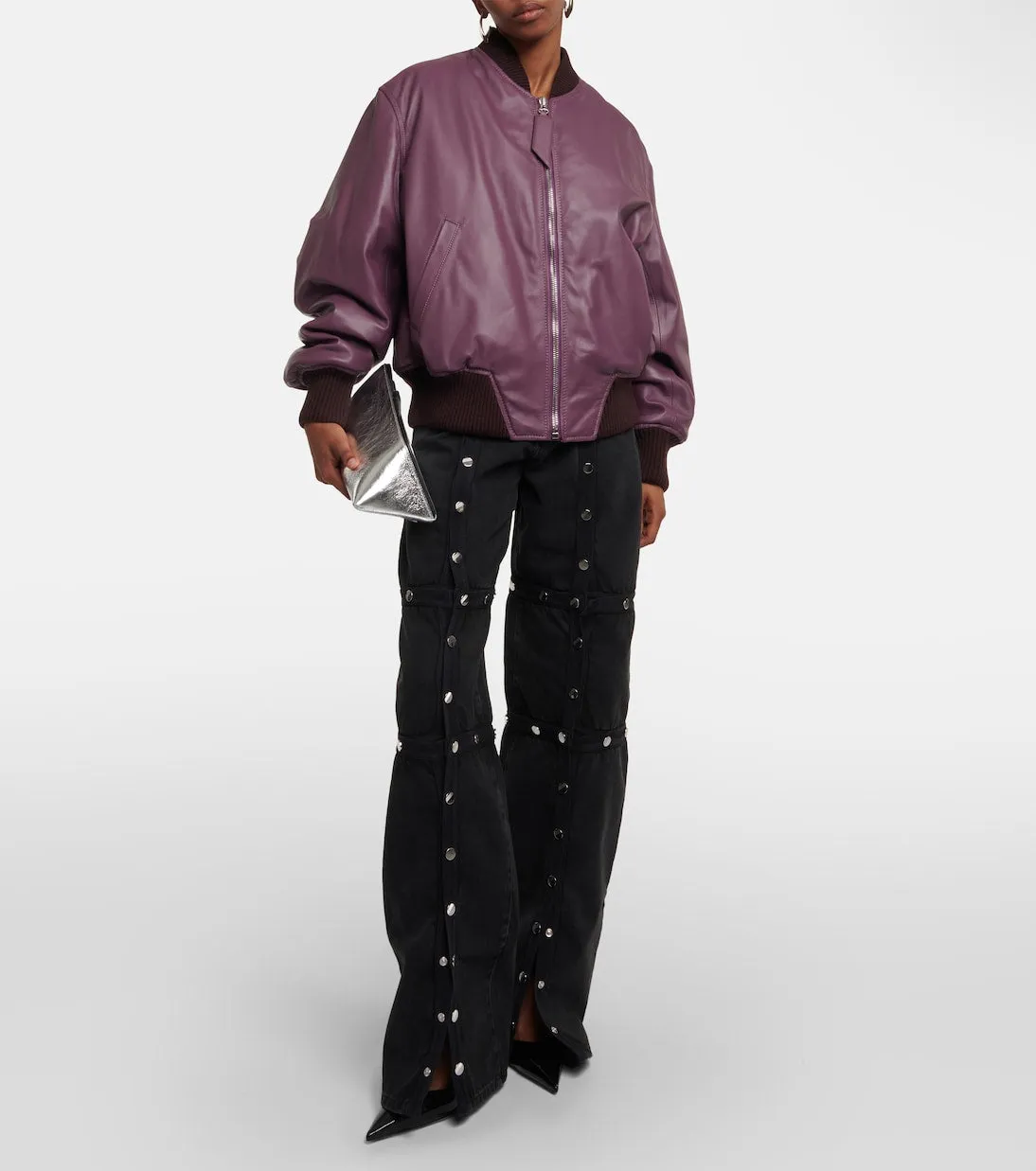 Leather bomber jacket anja The Attico, purple