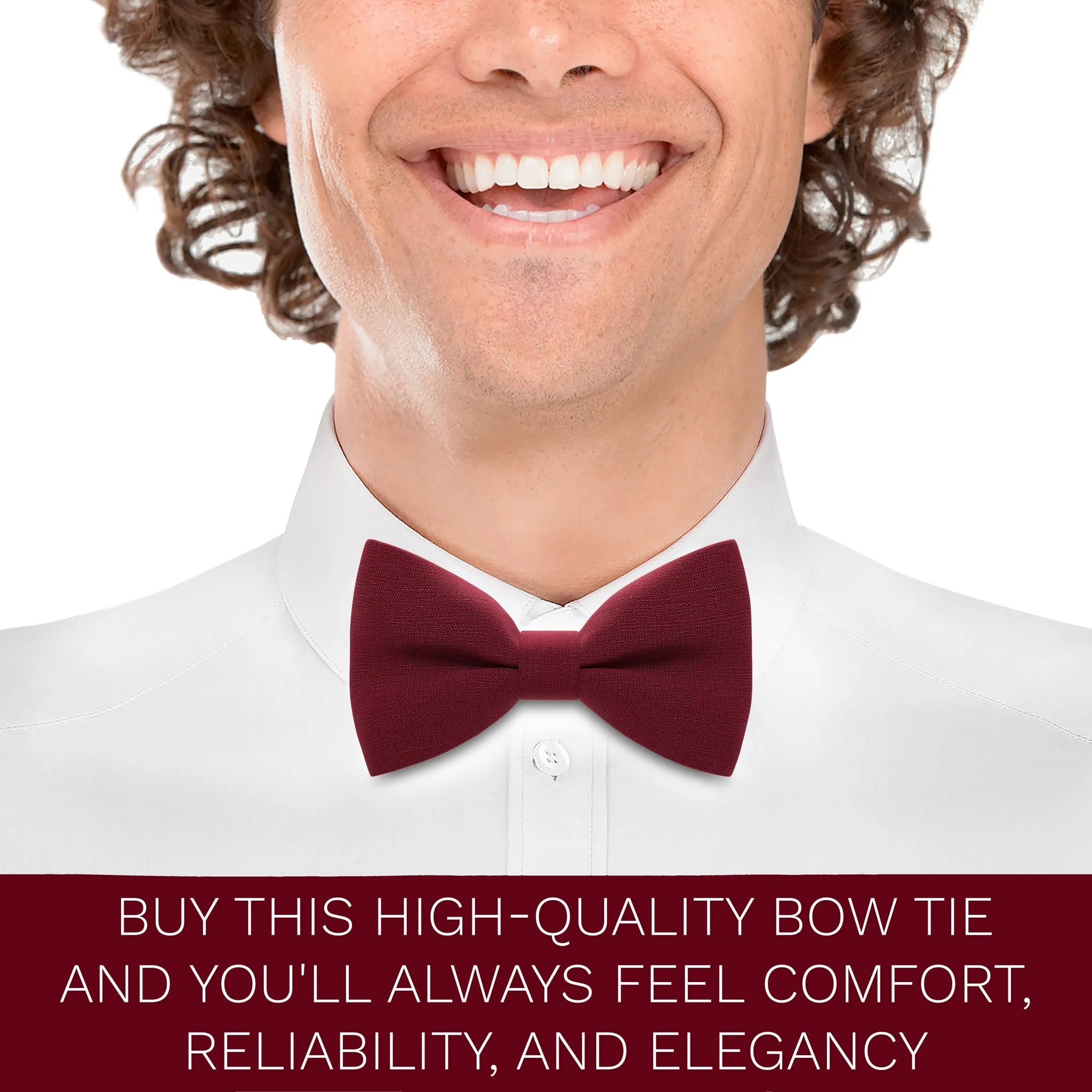 Linen Dark Red Bow Tie