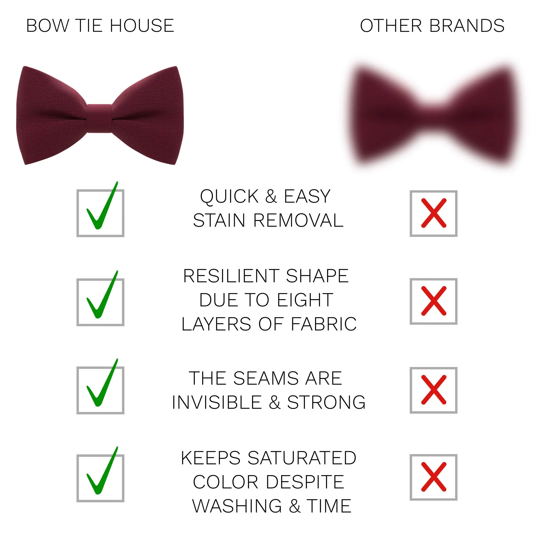 Linen Dark Red Bow Tie